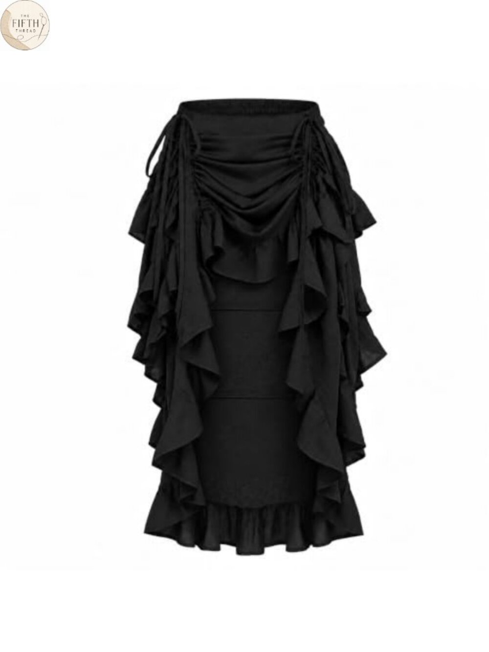 High-Low Ruffled Costume Skirt Steampunk Victorian Show Girl Rayon